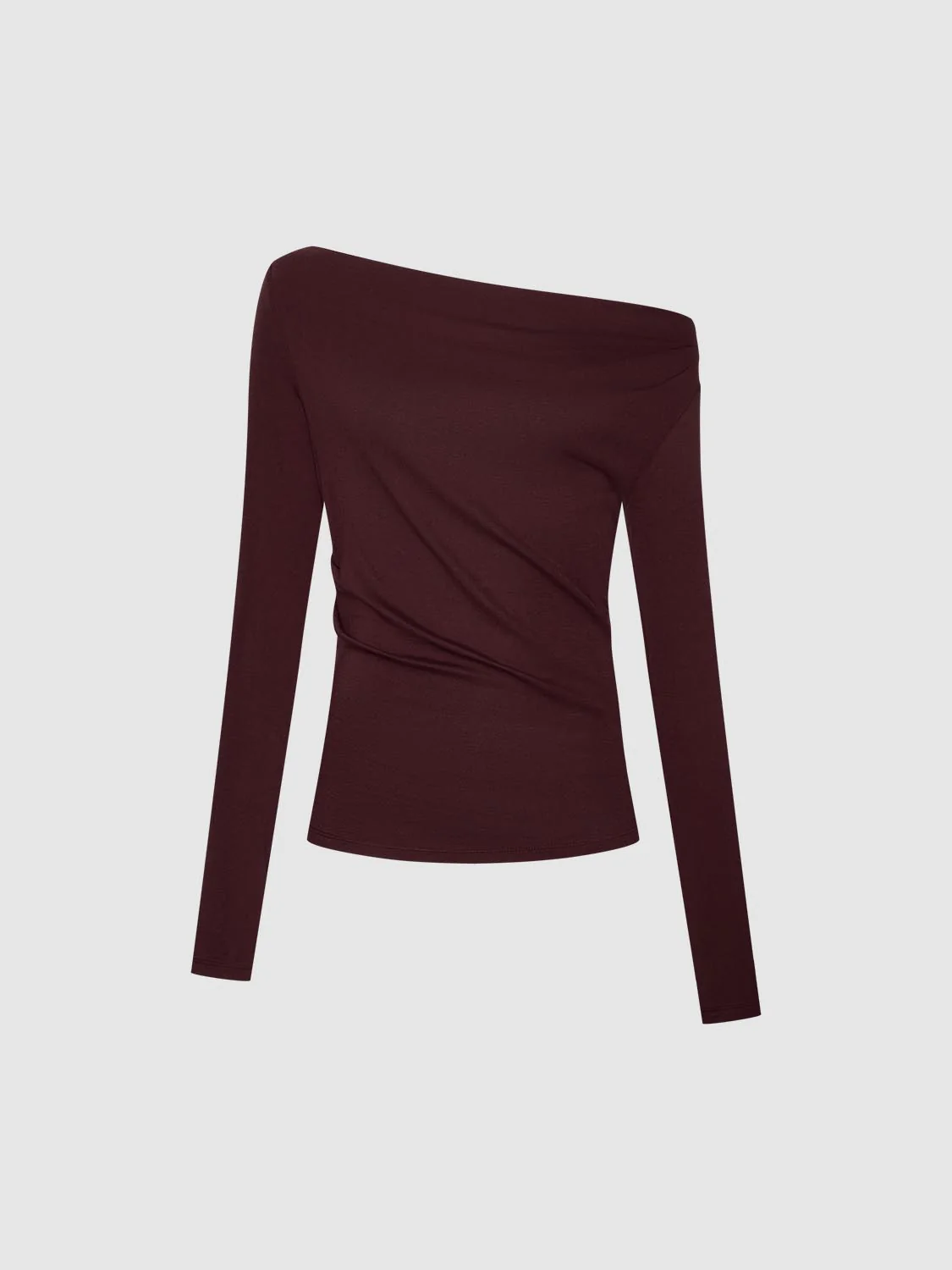 One Shoulder Ruched Long Sleeve T-Shirts - Image 7