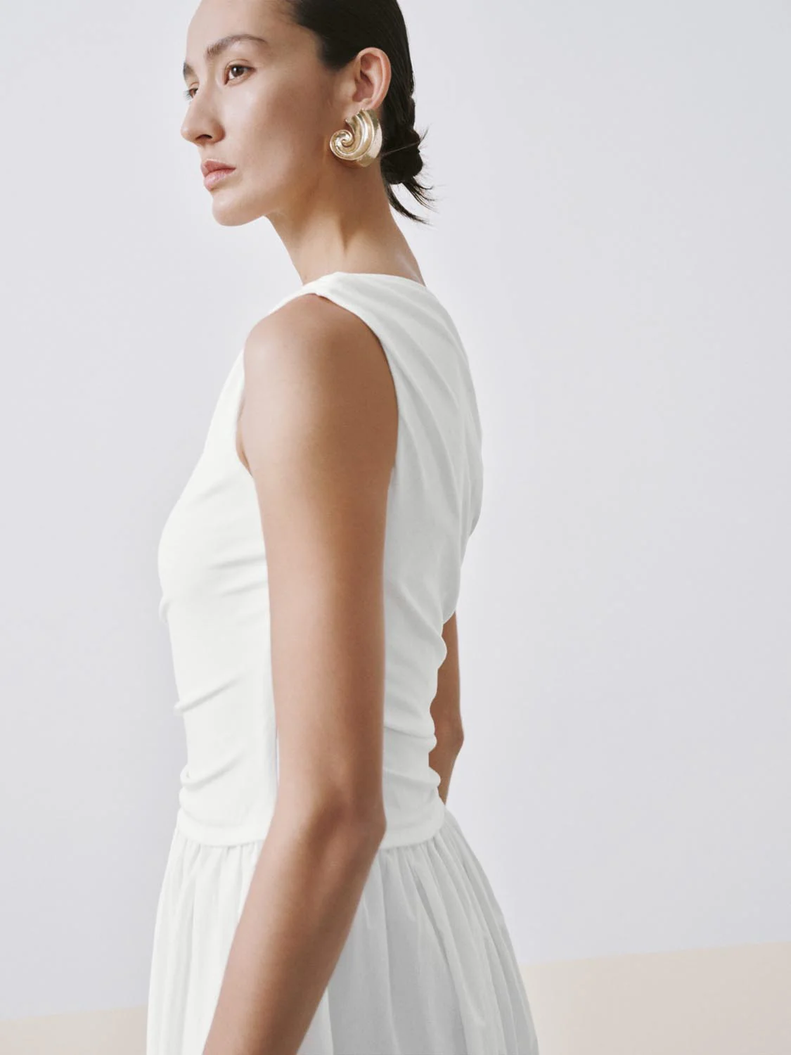 One Shoulder Ruched T-Shirts A-Line Midi Dresses - Image 2