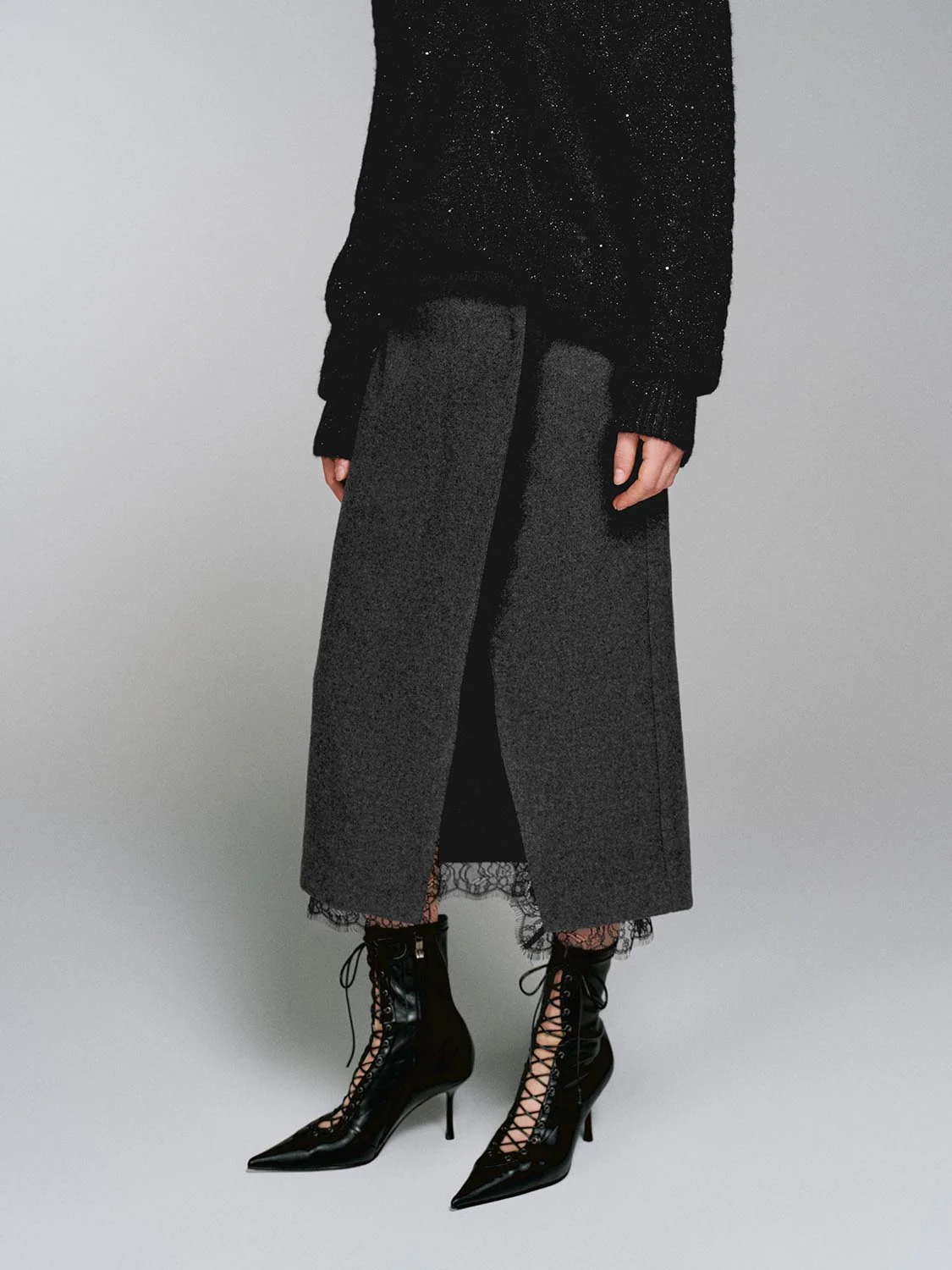 Overlap Detail Laced Midi Skirts - Image 3