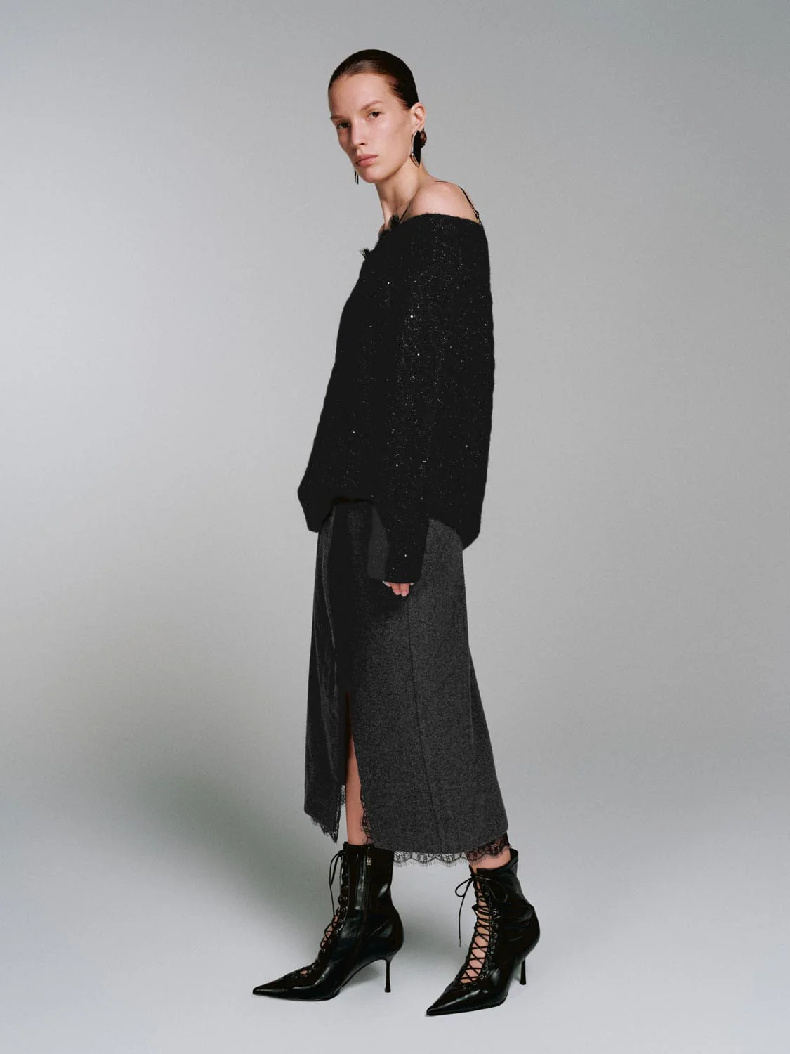 Overlap Detail Laced Midi Skirts - Image 6