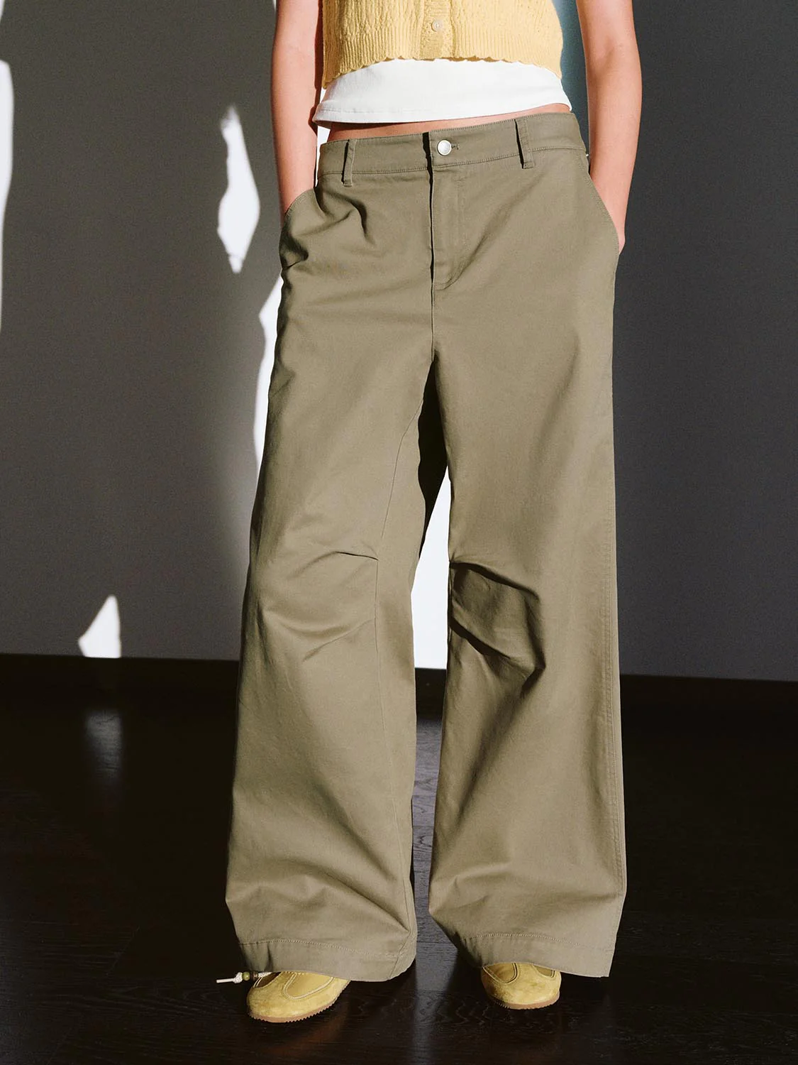 Overlay Detail Wide Leg Pants - Image 3