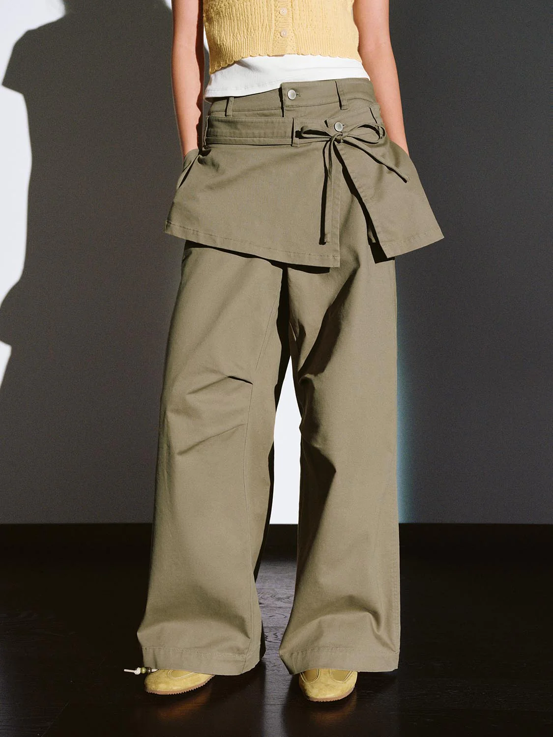Overlay Detail Wide Leg Pants - Image 8