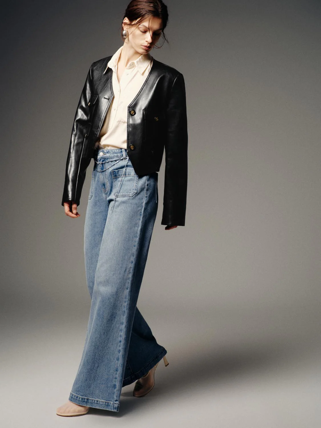Patch Pocket Flare Leg Jeans - Image 5
