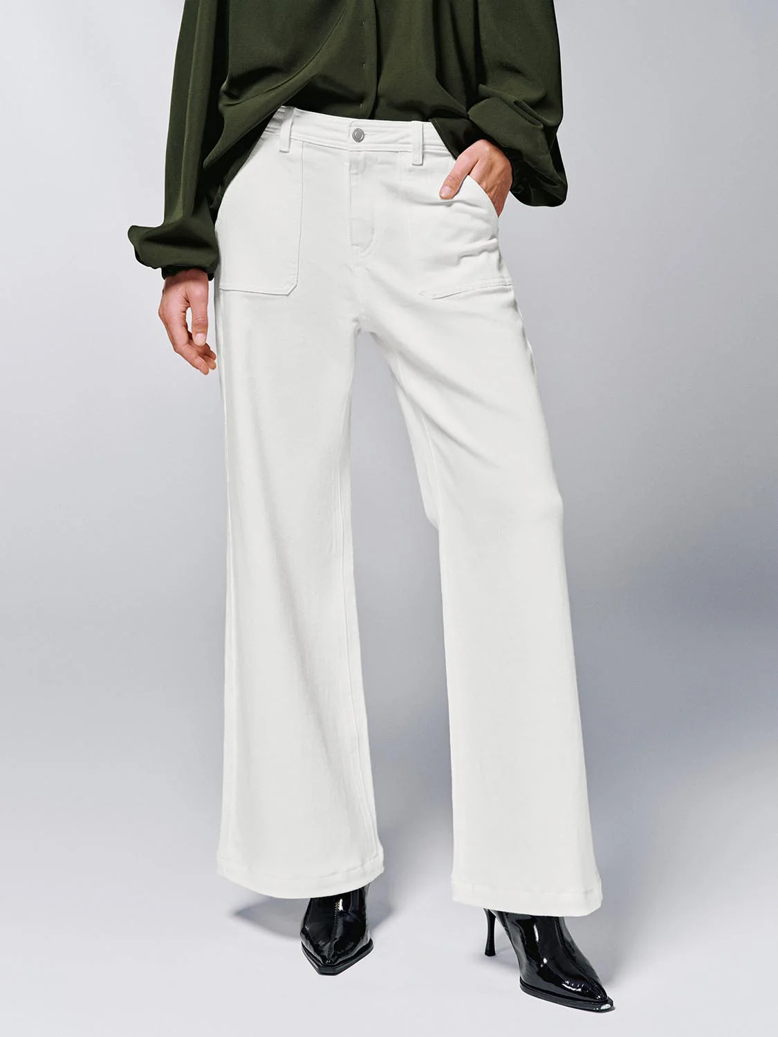 Patch Pocket Flare Leg Jeans - Image 9