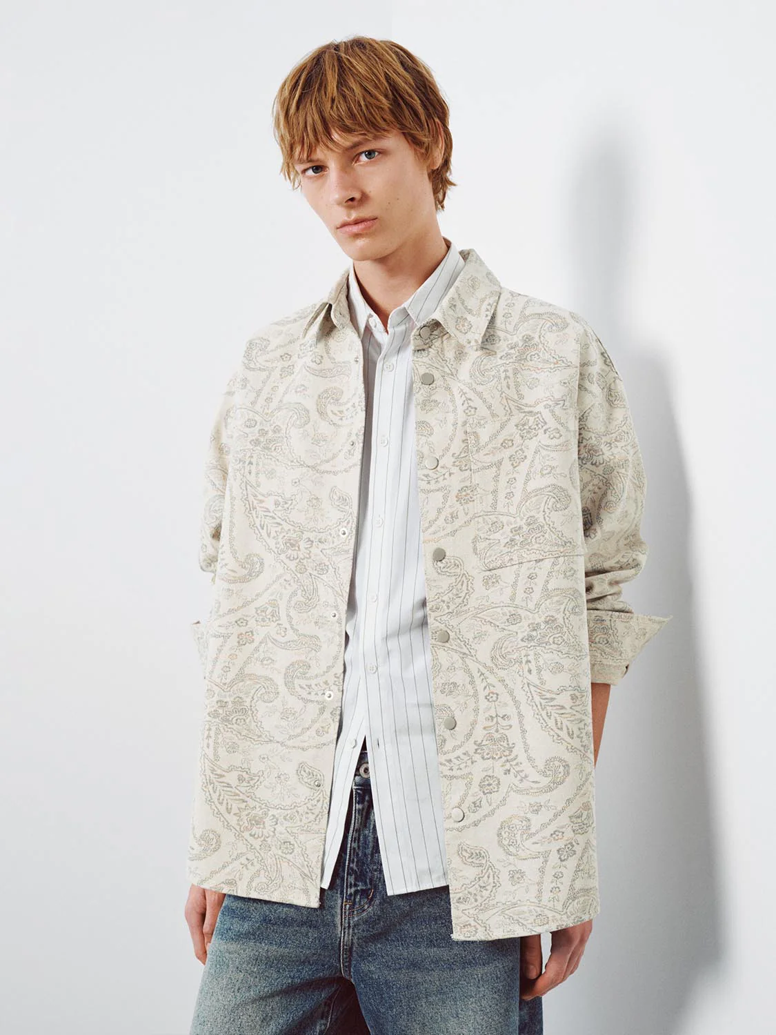 Patch Pocket Printed Denim Shirts