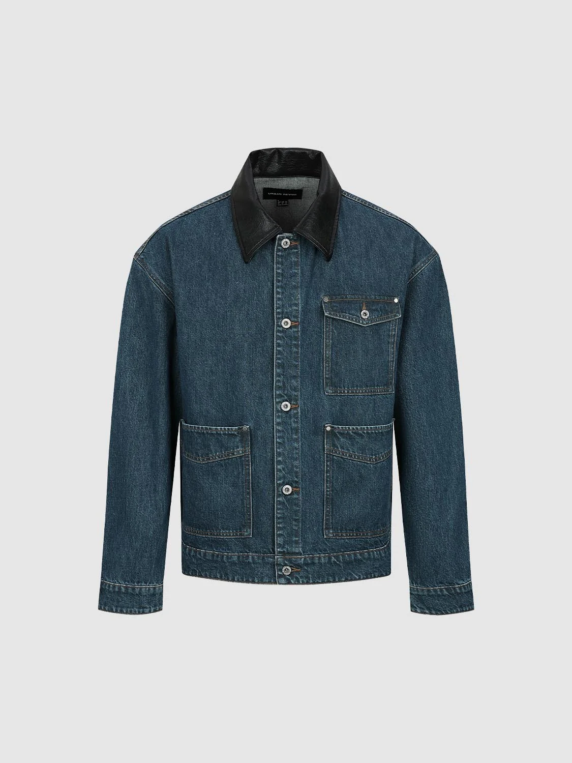Patch Pockets Collared Denim Jackets - Image 7