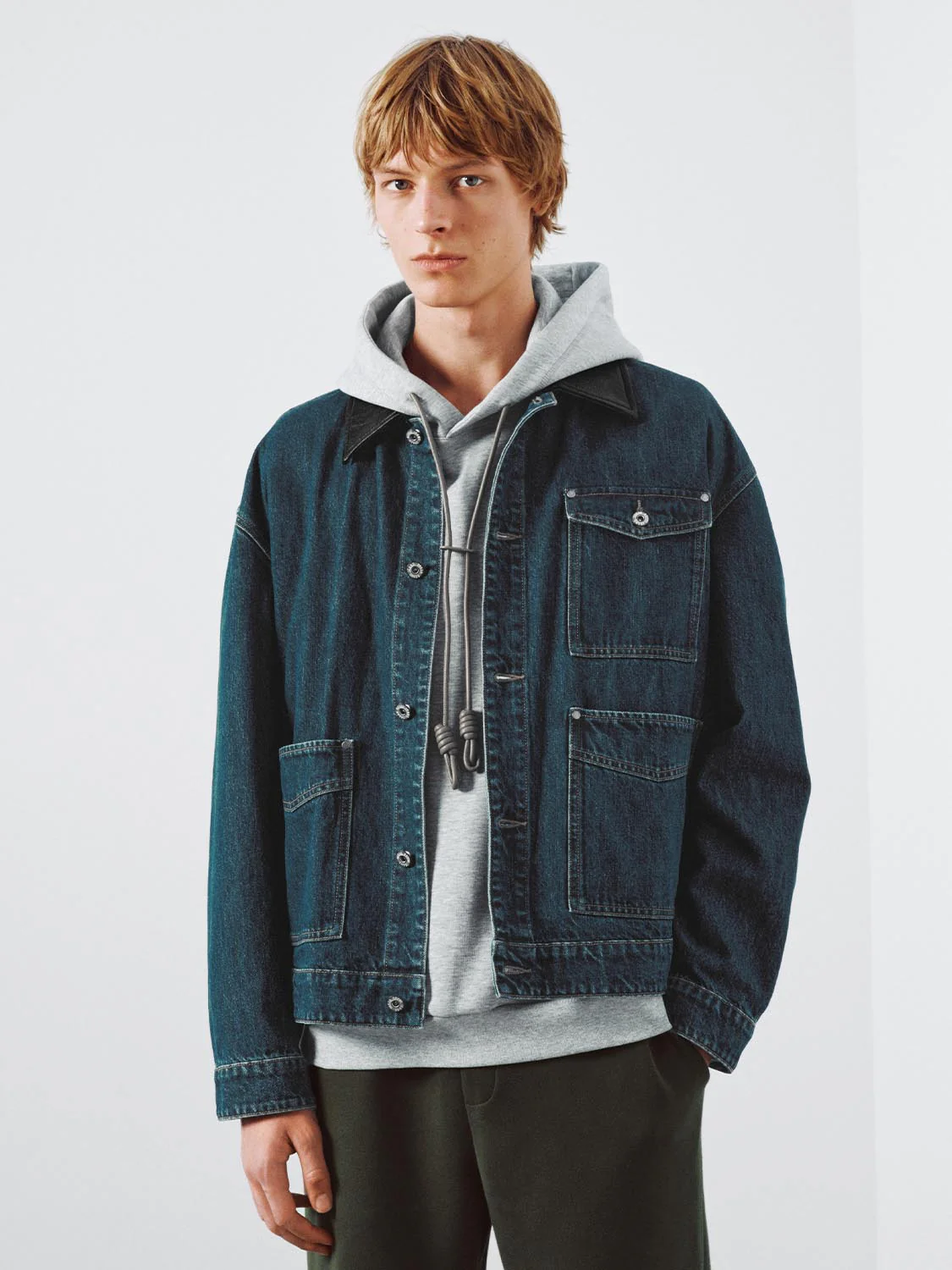 Patch Pockets Collared Denim Jackets - Image 9