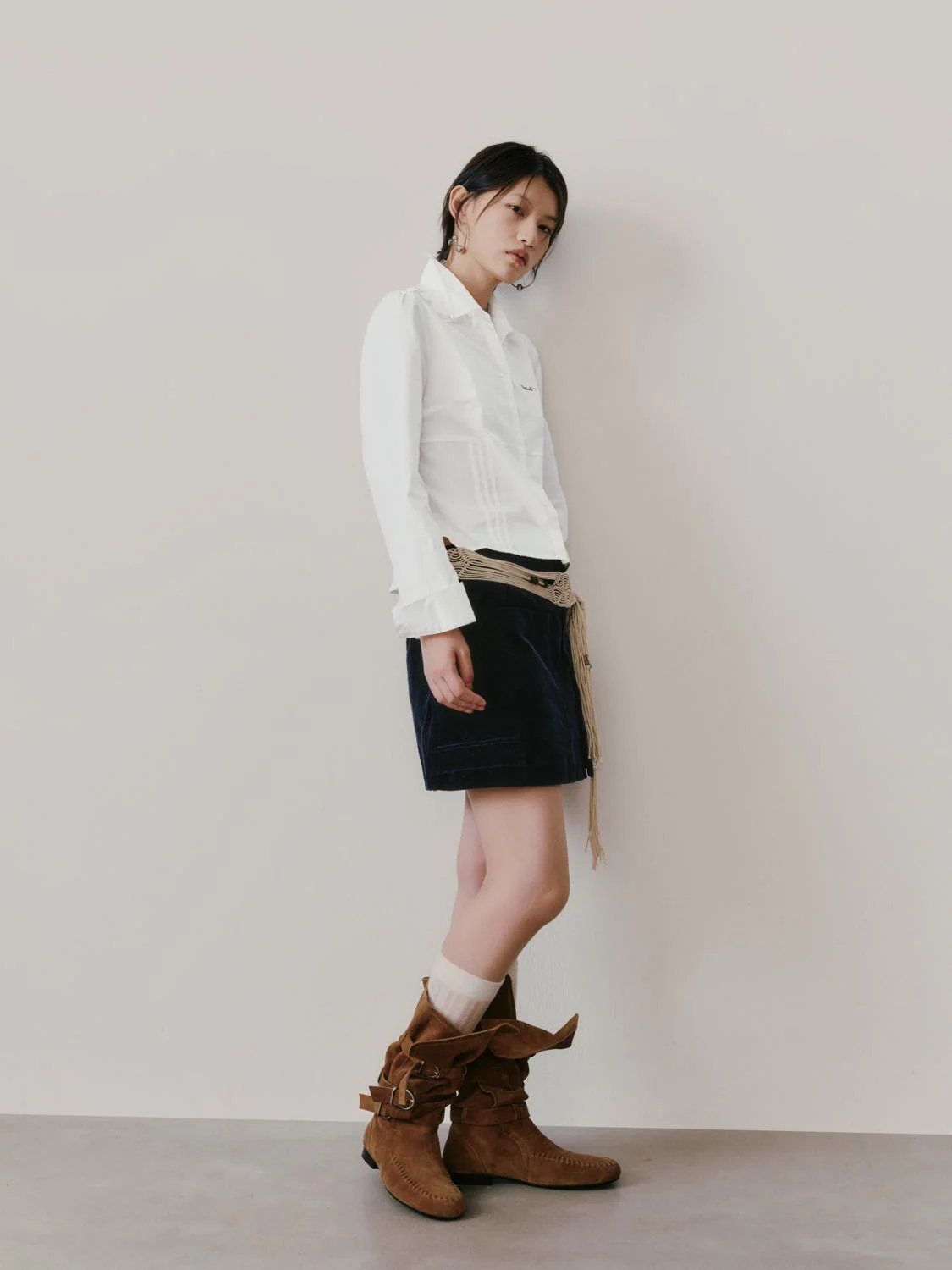Patch Pockets Corduroy A-Line Mini Skirts - Image 6