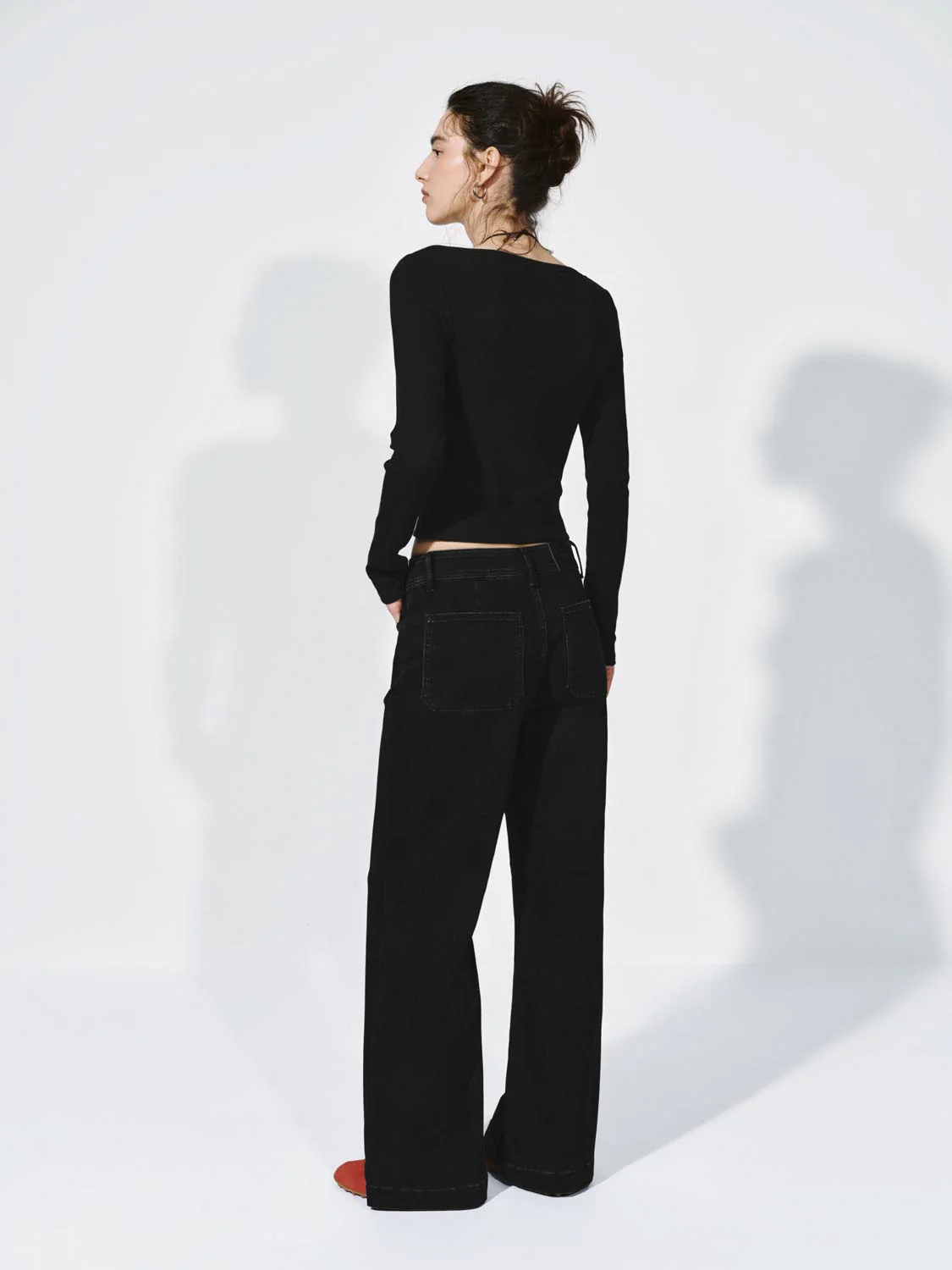 Patch Pockets Flare Leg Jeans - Image 4