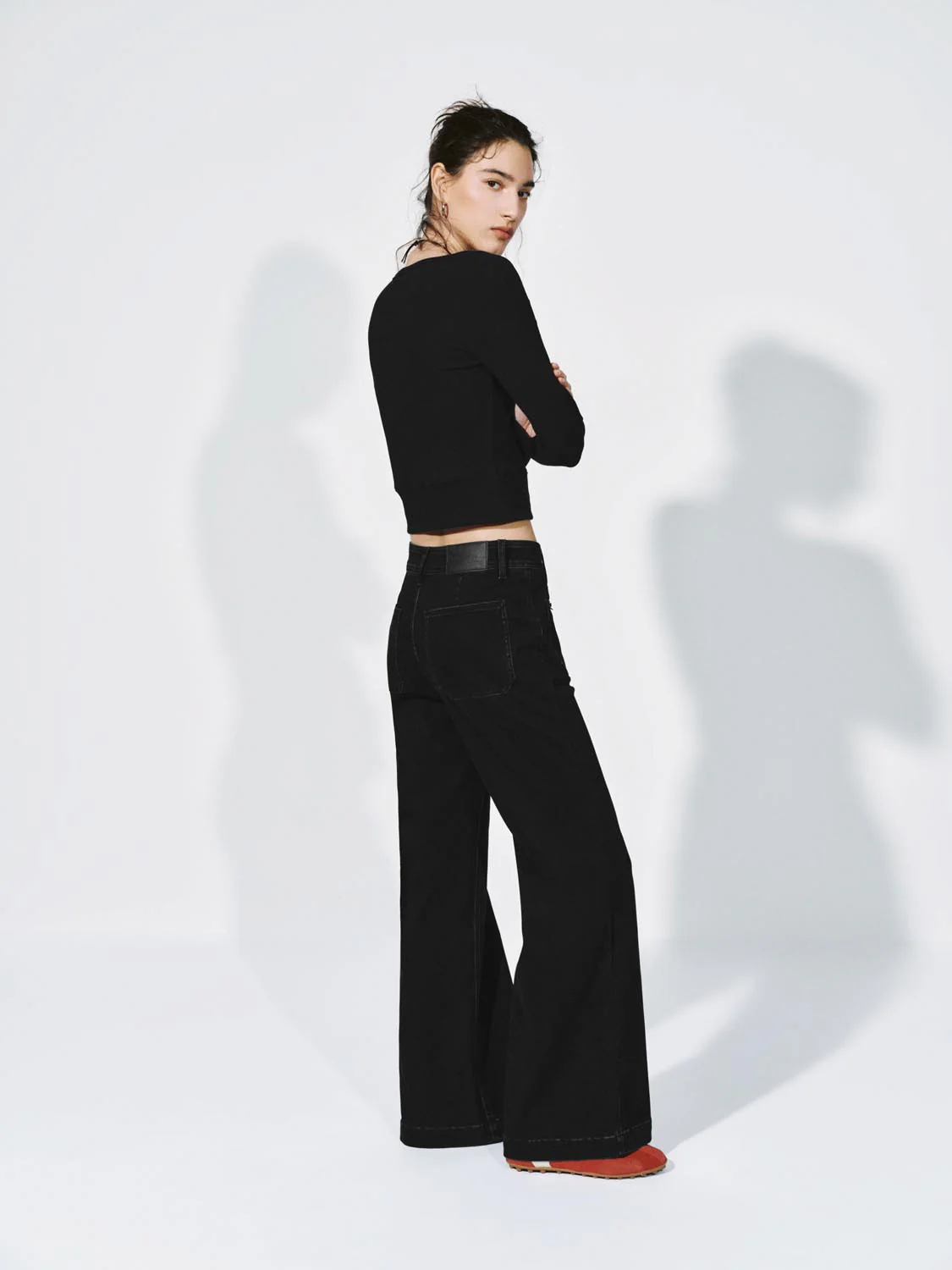 Patch Pockets Flare Leg Jeans - Image 6