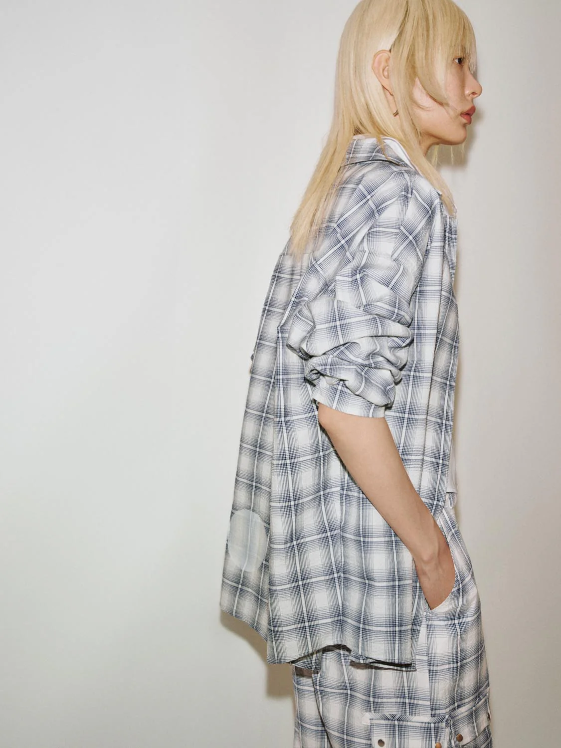Patchwork Contrast Check Shirts - Image 2