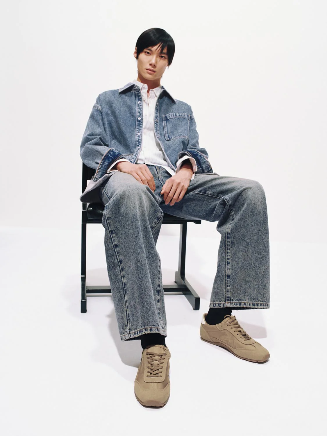 Patchwork Patch Pocket Denim Shirts - Image 2