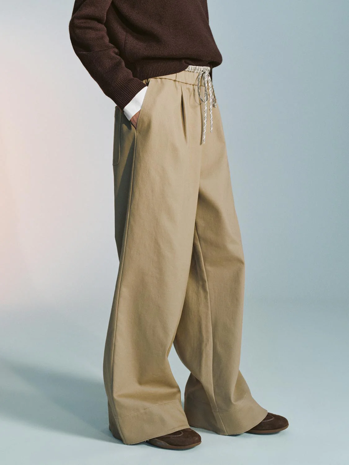 Patchwork Plaid Wide-Leg Pants - Image 3