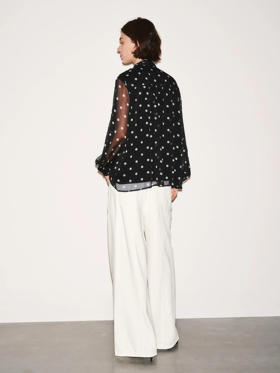 Polka Dotted Scarf Neck Overhead Shirts - Image 6