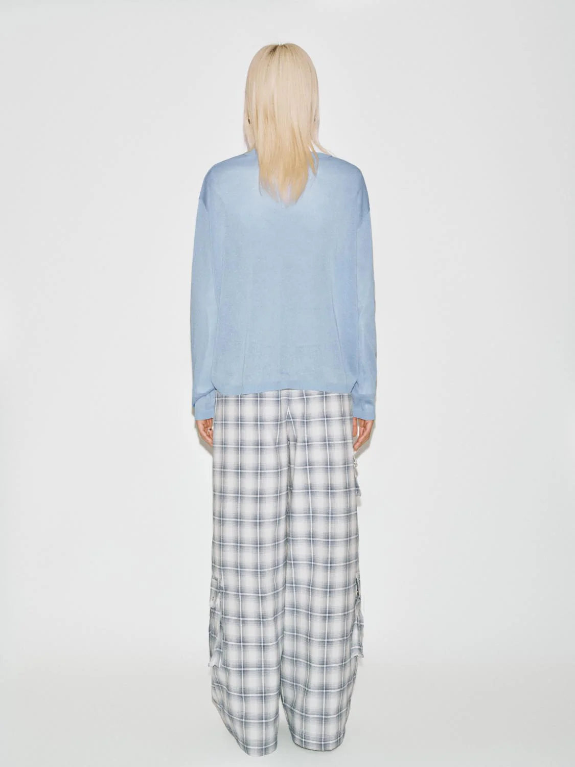 Polo Neck Argyle Detail Long Sleeve Knitted T-Shirts - Image 6