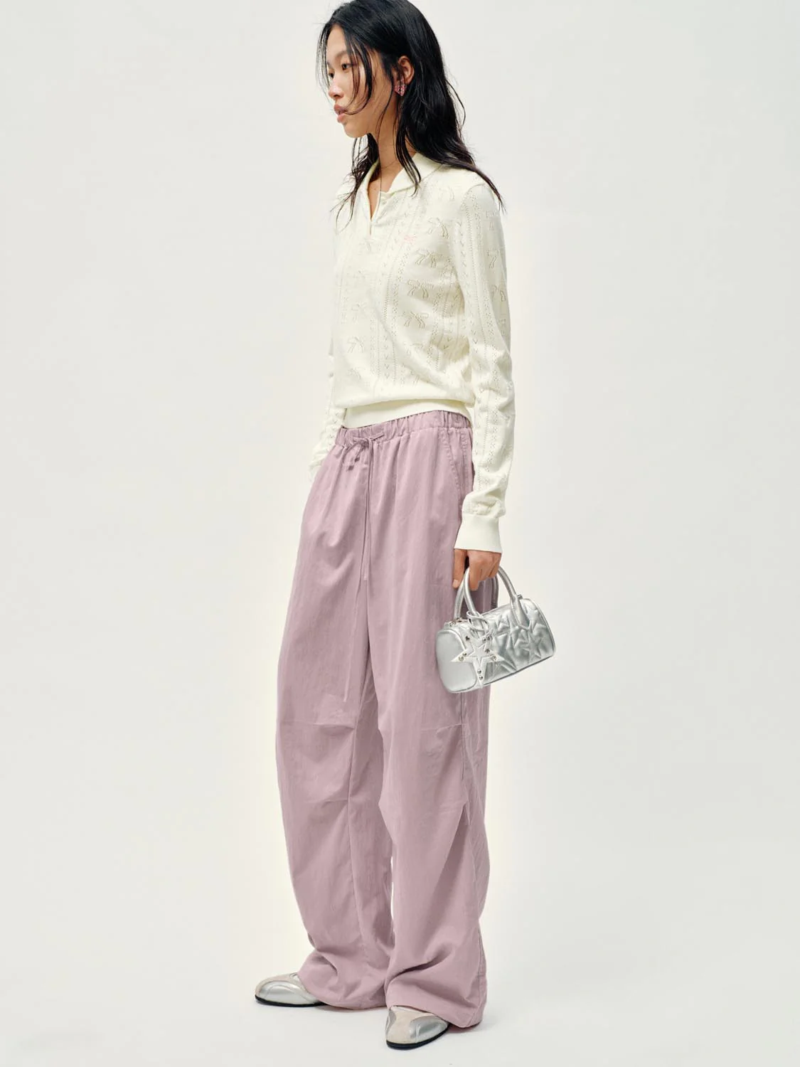Polo Neck Bow Detail Long Sleeve Knitted T-Shirts - Image 5