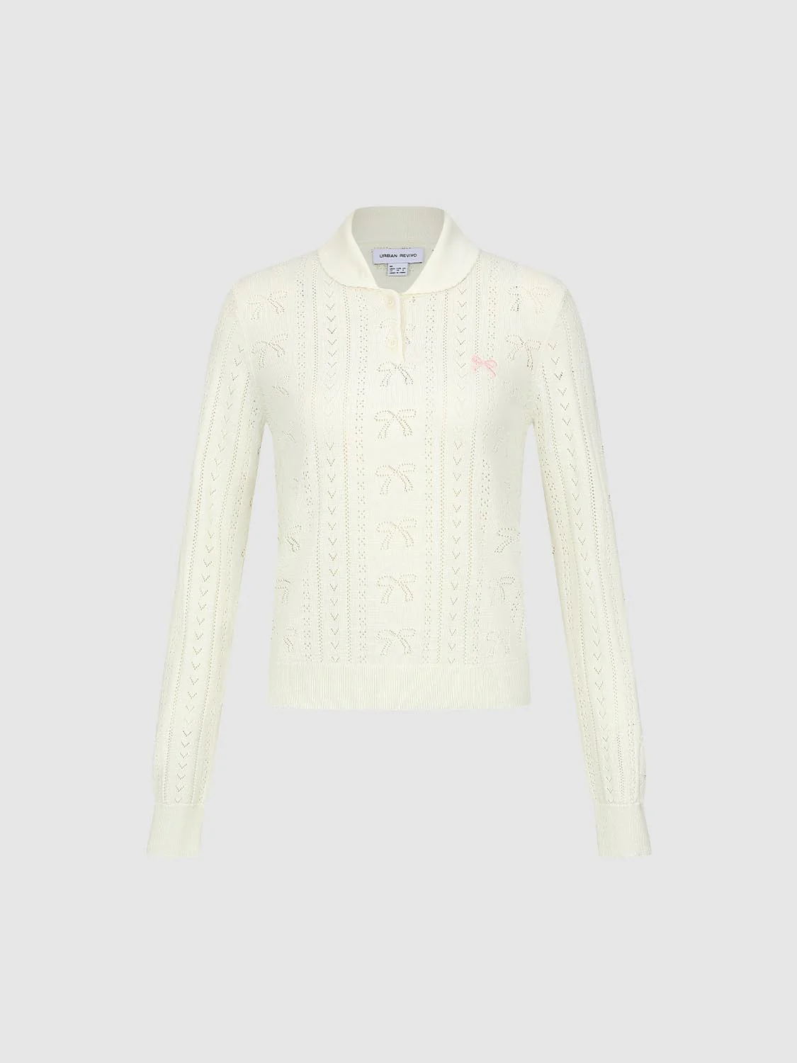 Polo Neck Bow Detail Long Sleeve Knitted T-Shirts - Image 7
