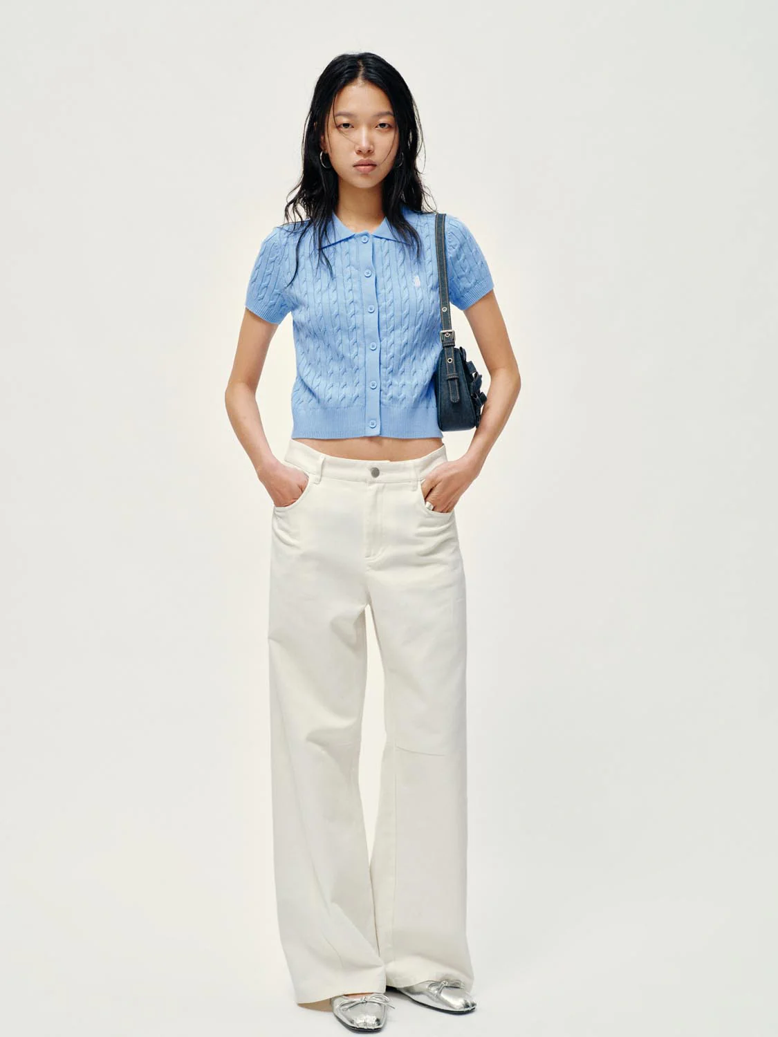 Polo Neck Cable Knitted T-Shirts - Image 13