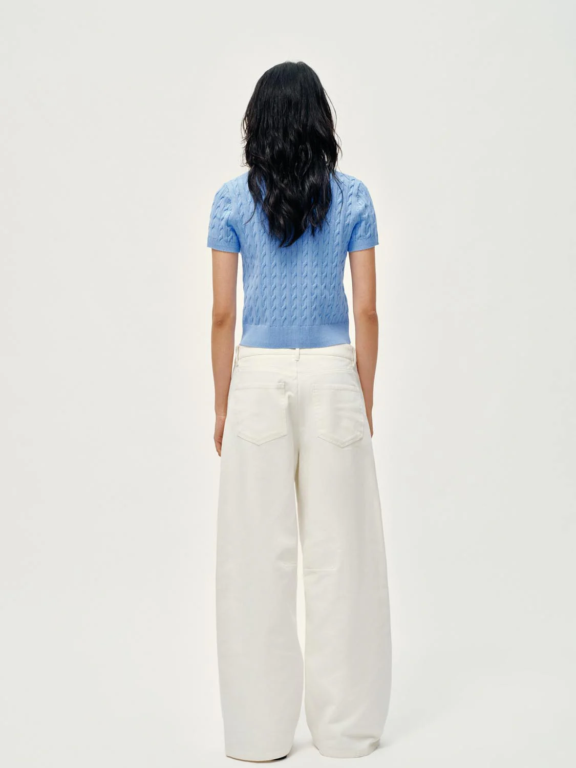 Polo Neck Cable Knitted T-Shirts - Image 14