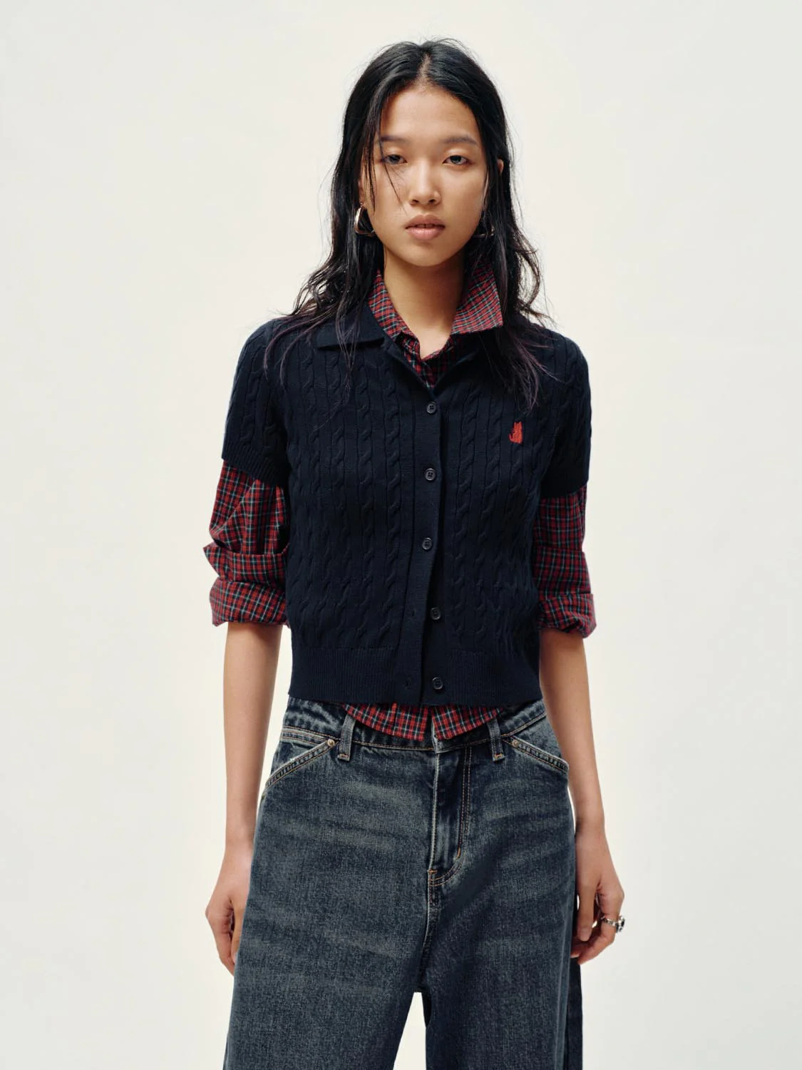 Polo Neck Cable Knitted T-Shirts - Image 17