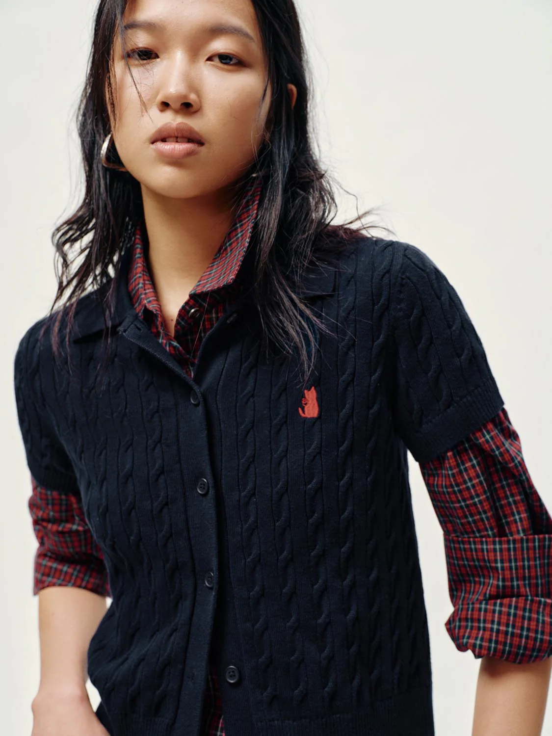 Polo Neck Cable Knitted T-Shirts - Image 19