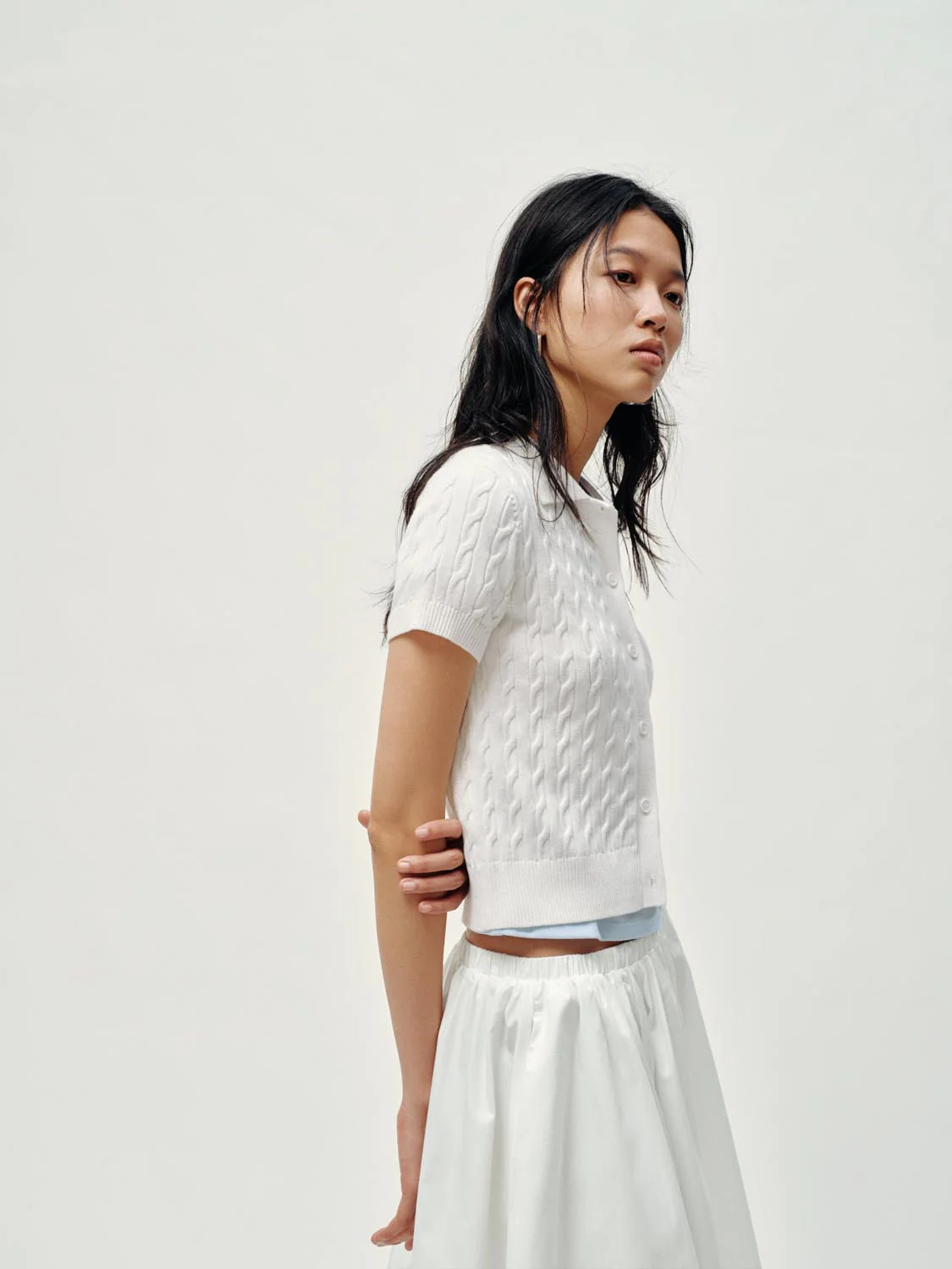 Polo Neck Cable Knitted T-Shirts - Image 26