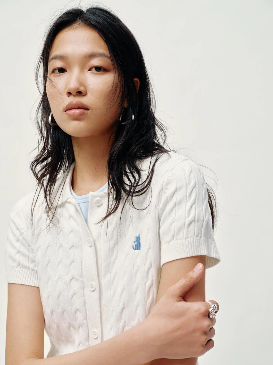 Polo Neck Cable Knitted T-Shirts - Image 27