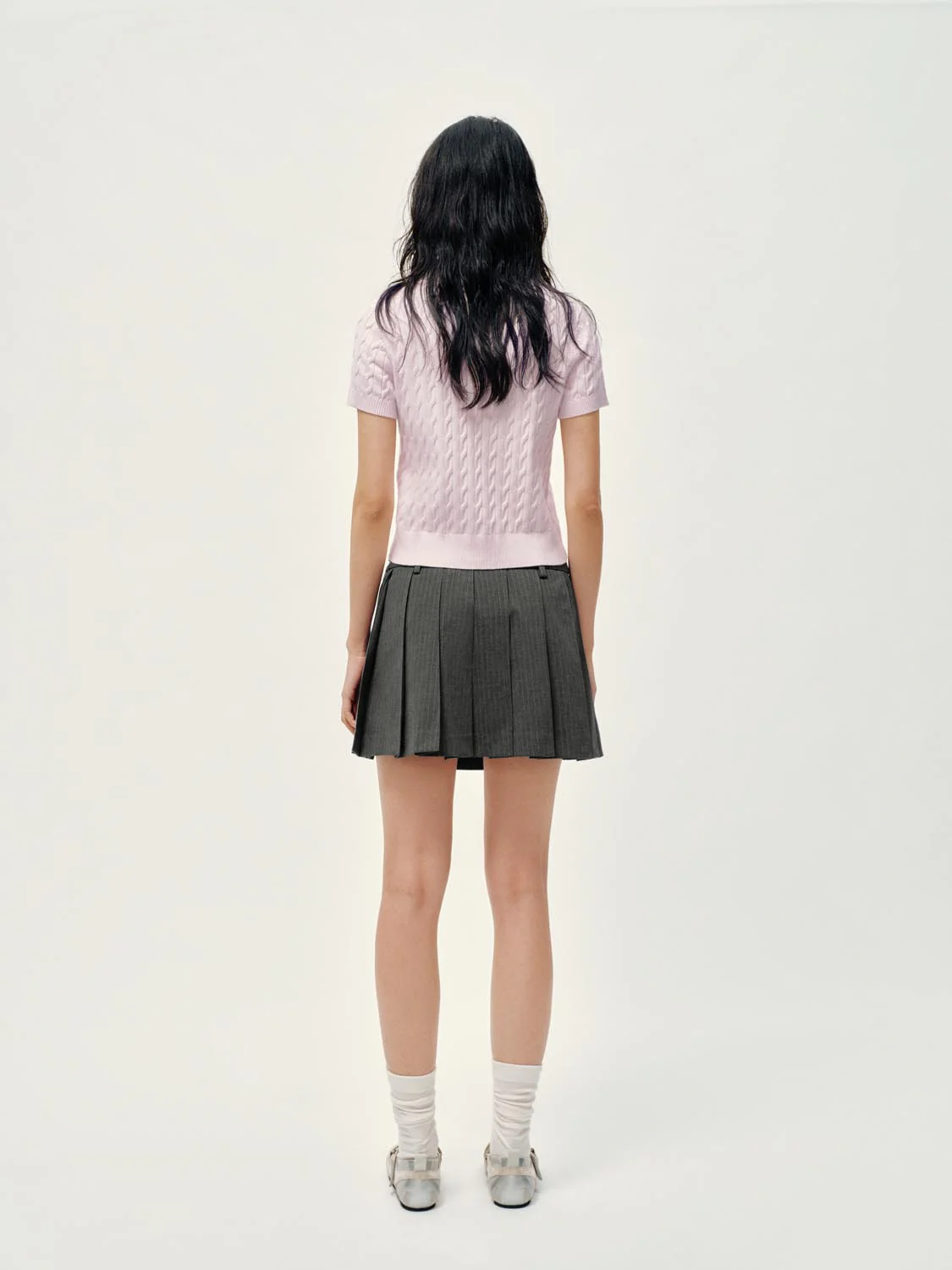 Polo Neck Cable Knitted T-Shirts - Image 6