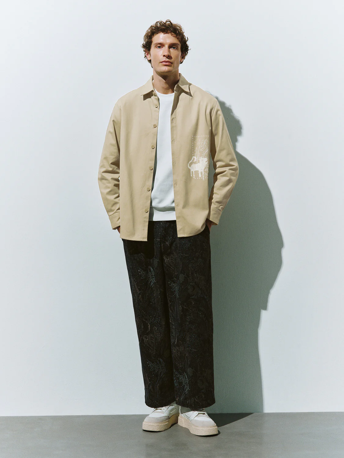 Printed Button Up Loose Shirt - Image 10