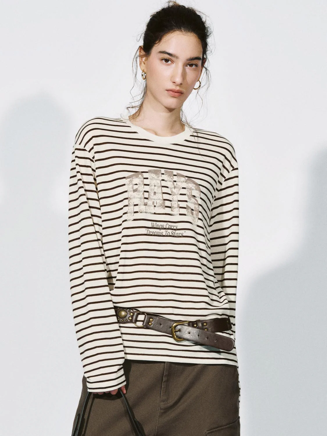 Printed Striped Long Sleeve T-Shirts