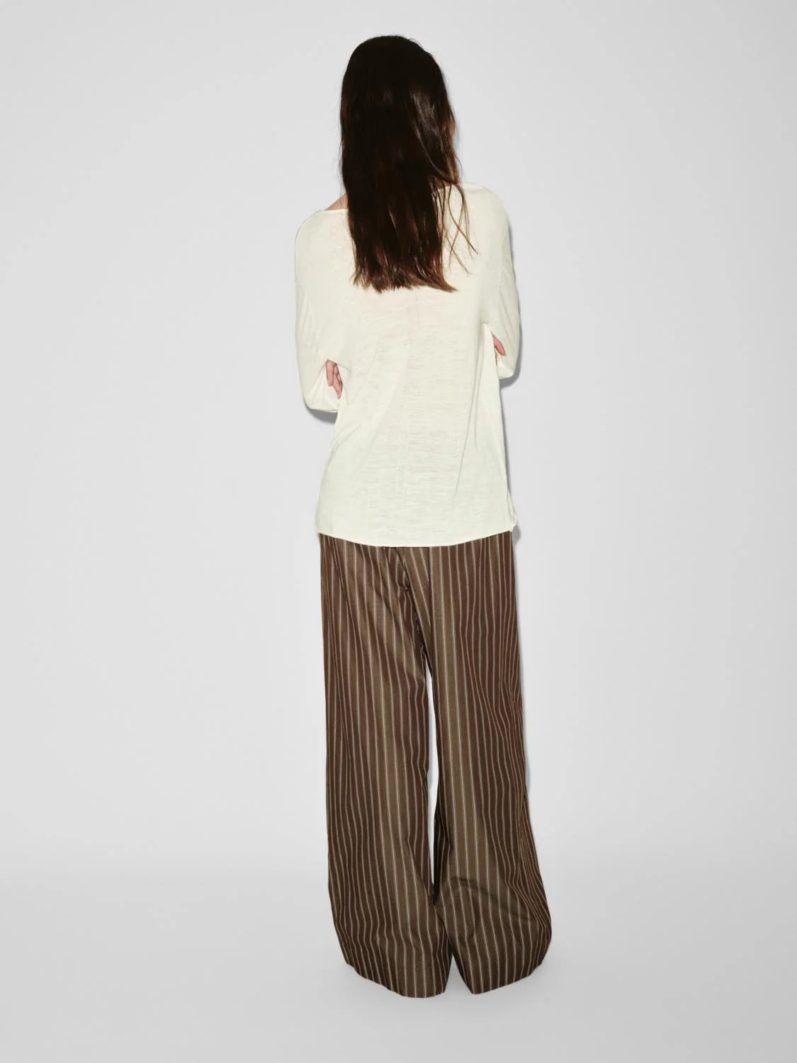 Pull On Contrast Striped Wide Leg Pants - Image 4