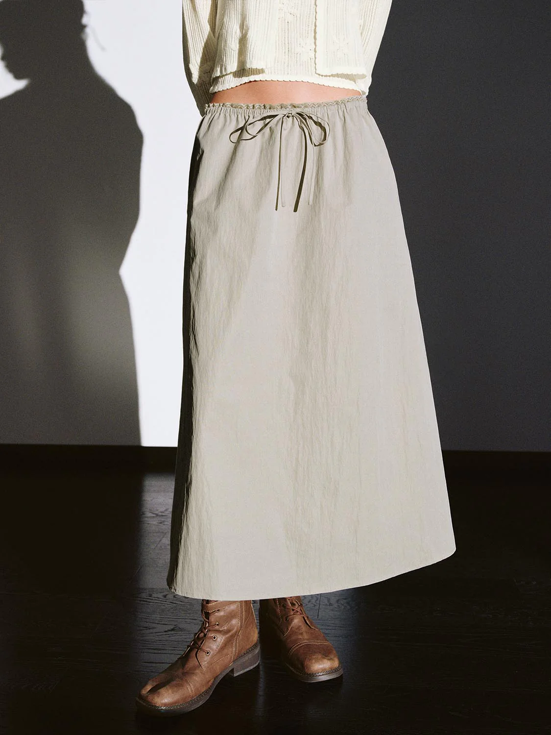 Pull On Drawstring A-Line Midi Skirts - Image 9