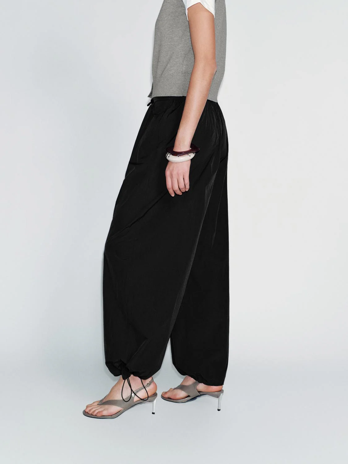 Pull On Drawstring Wide Leg Pants - Image 3