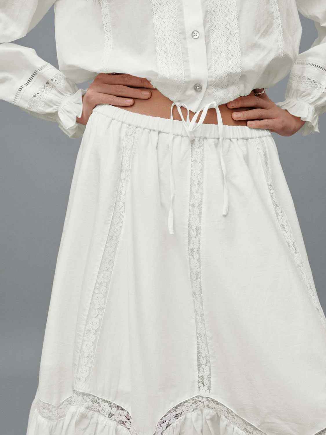 Pull On Laced A-Line Maxi Skirts - Image 3