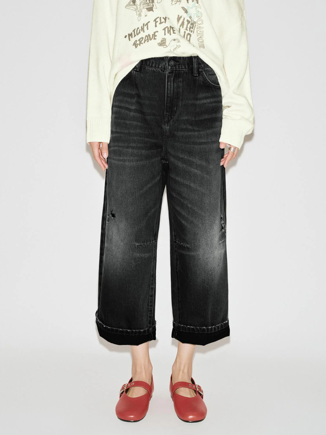 Raw Detail Washed Ankle Jeans - Image 9