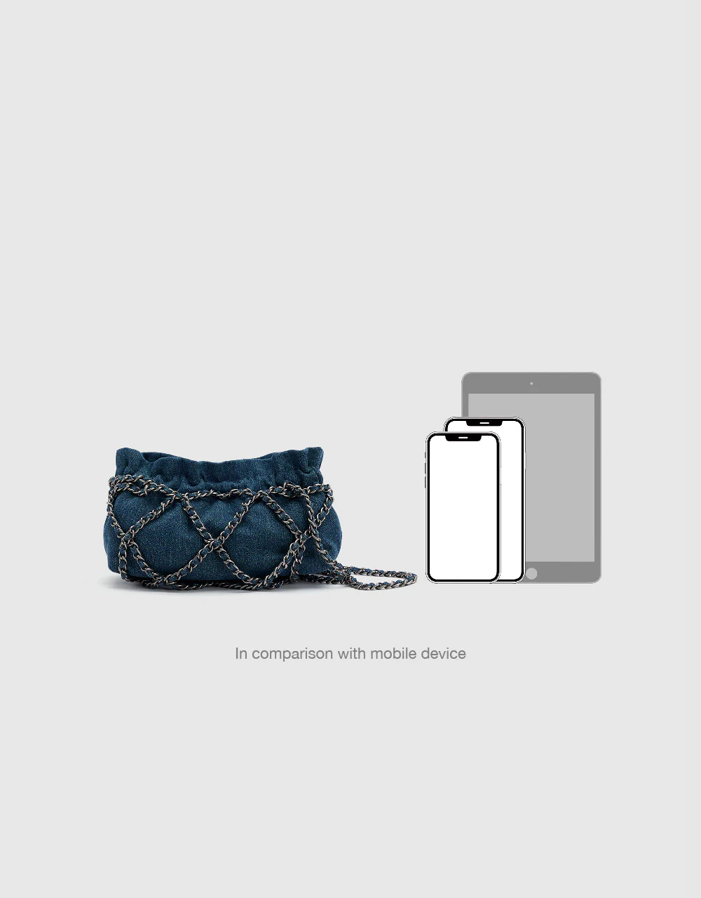 Ruched Chain Denim Shoulder Bag - Image 3
