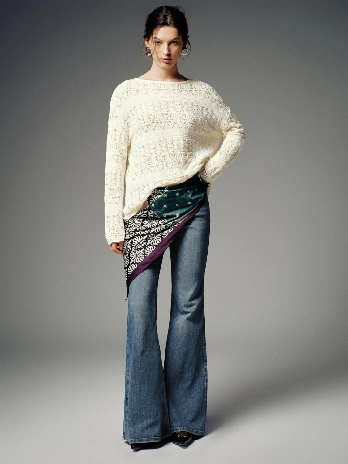 Scarf Detail Flare Leg Jeans - Image 5