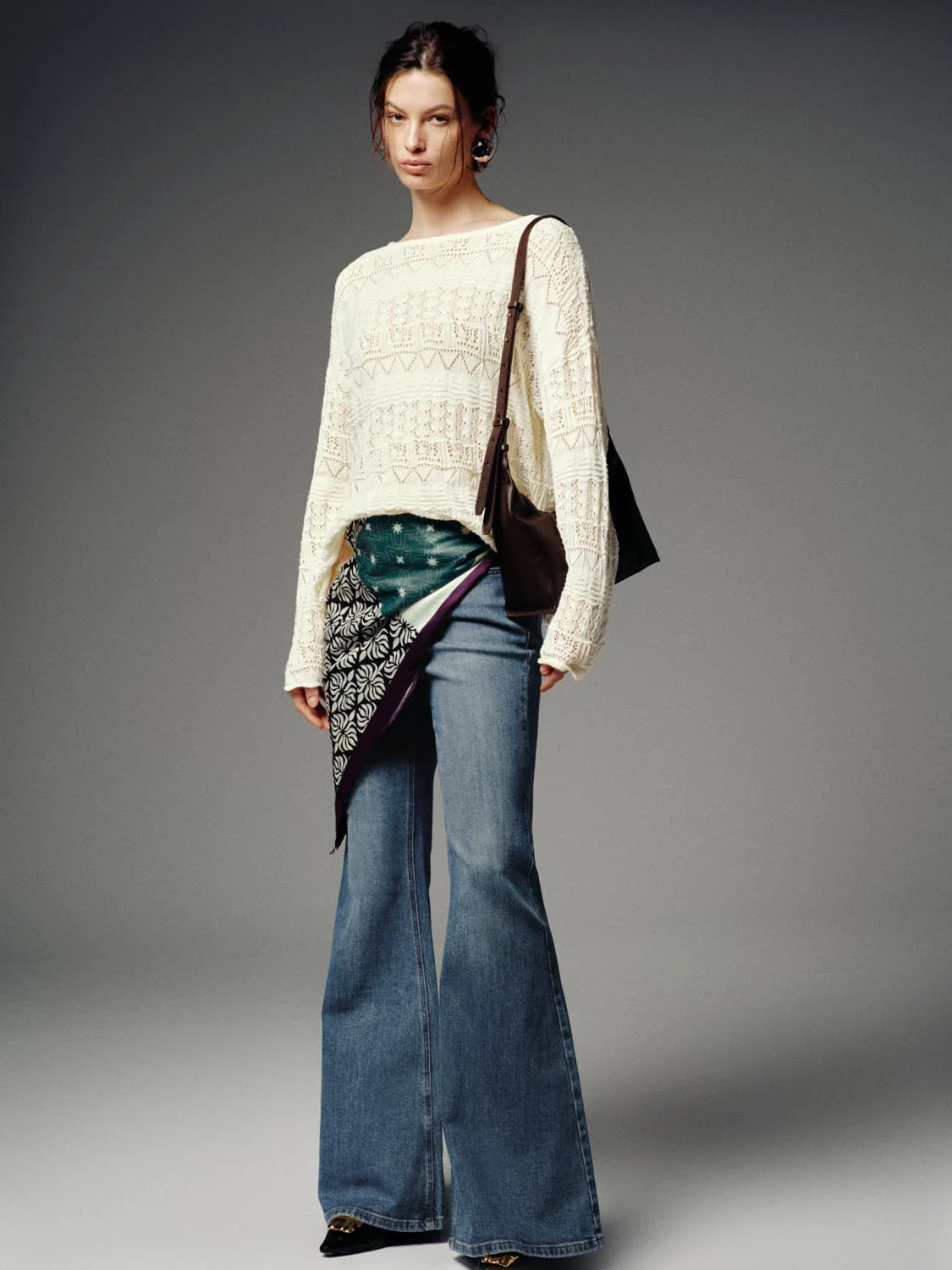 Scarf Detail Flare Leg Jeans - Image 7
