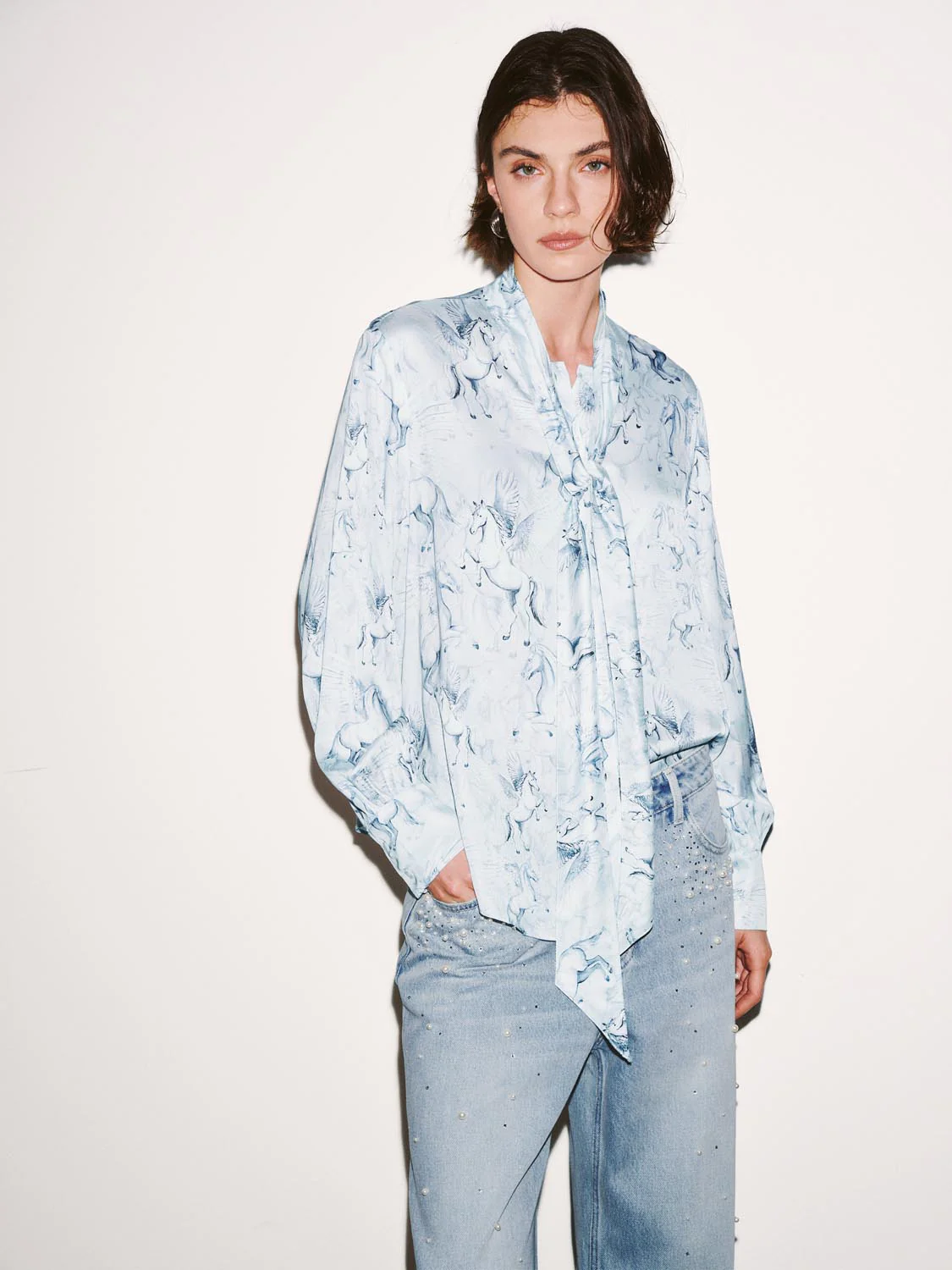 Scarf Detail Pegasus Blouse Shirts - Image 2