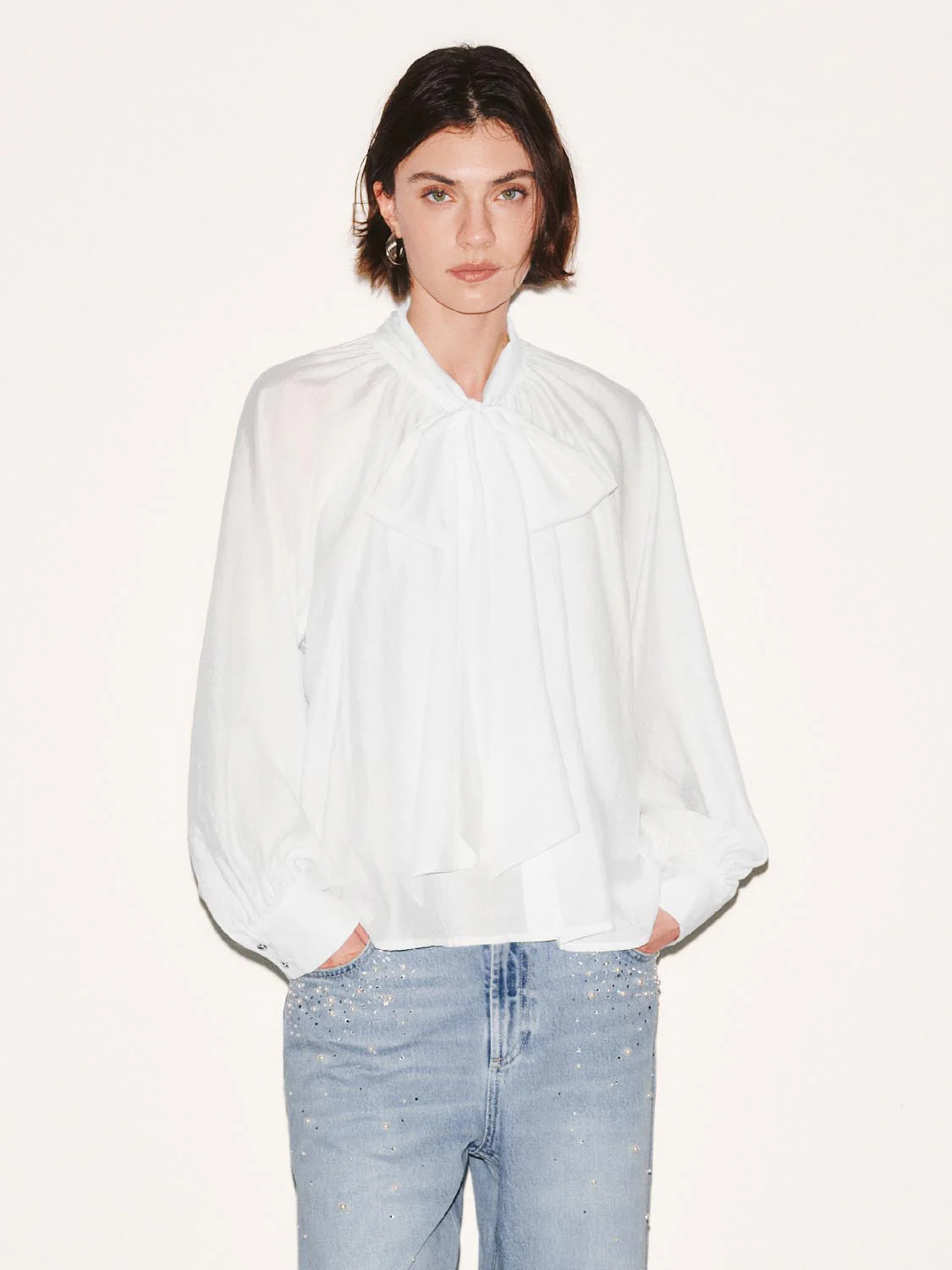 Scarf Detail Sheer Blouse Shirts