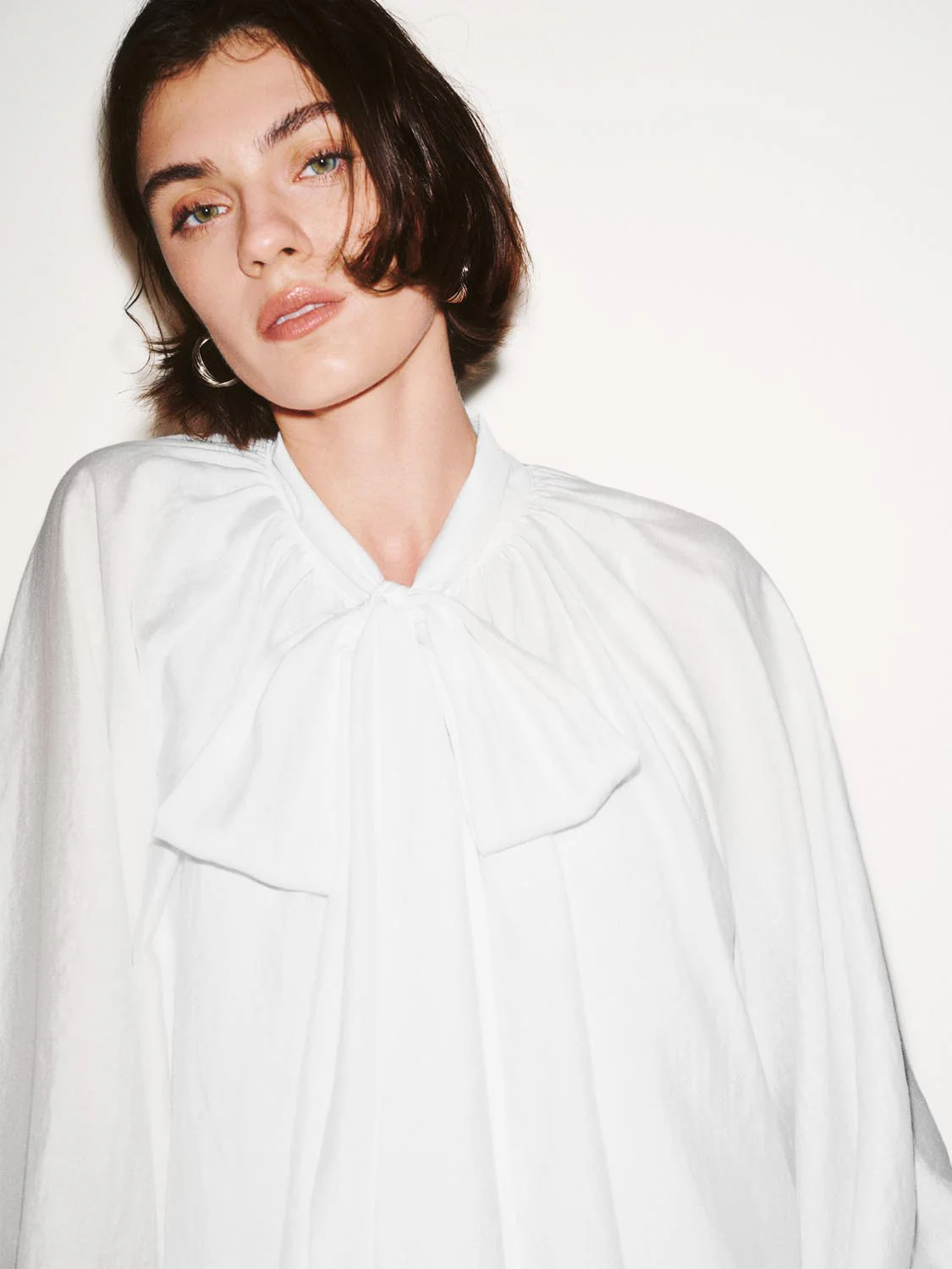 Scarf Detail Sheer Blouse Shirts - Image 3