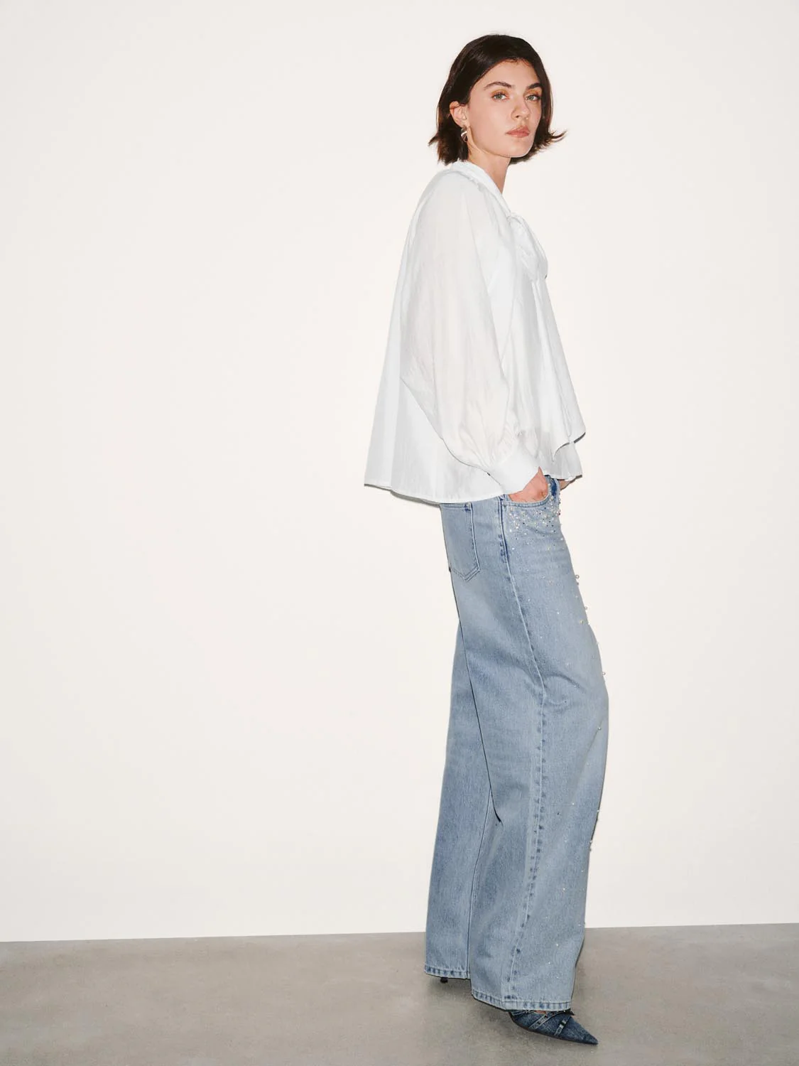 Scarf Detail Sheer Blouse Shirts - Image 5
