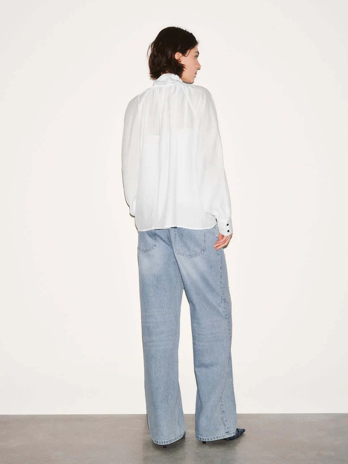Scarf Detail Sheer Blouse Shirts - Image 6