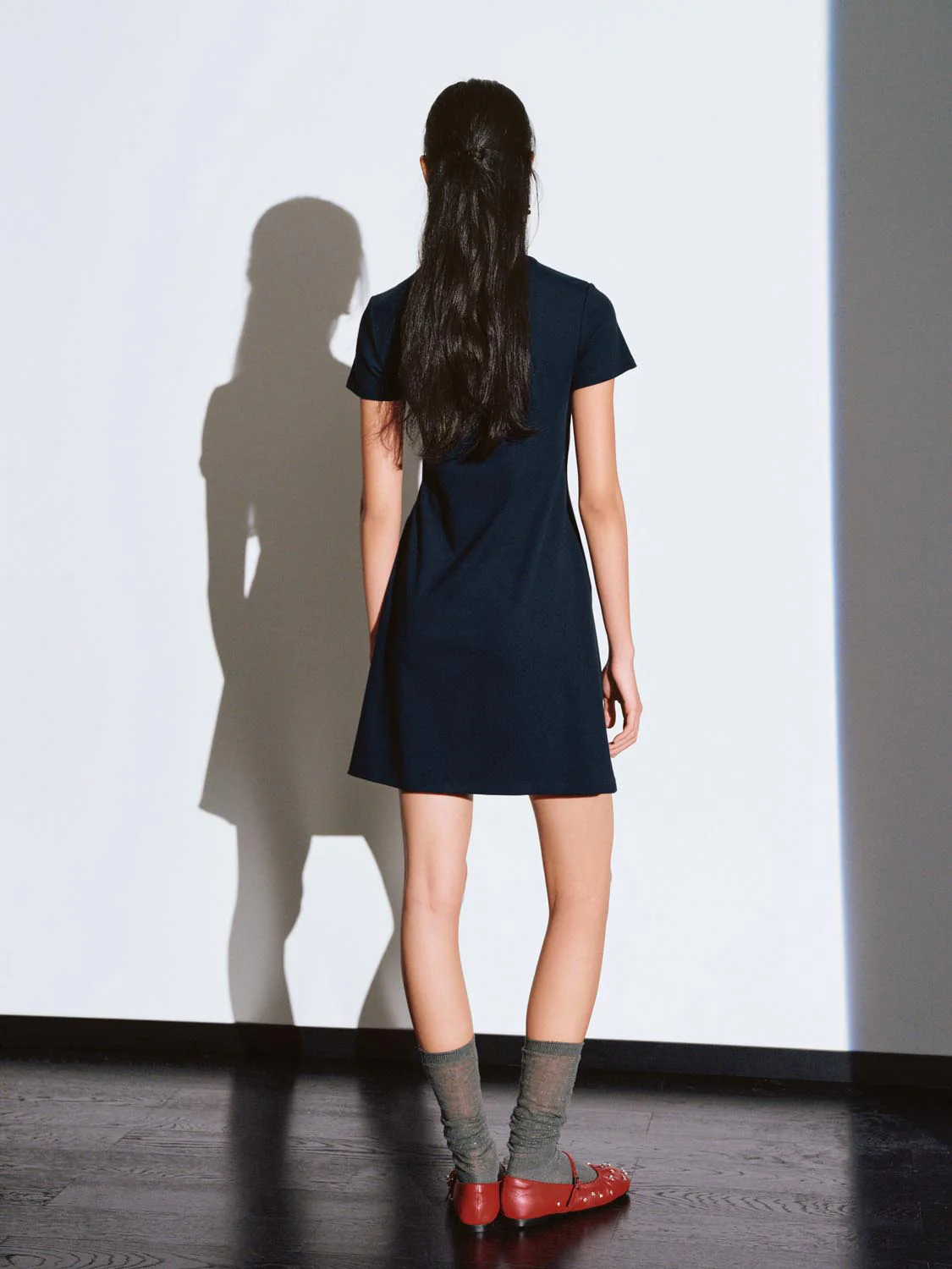Scarf Detail Short Sleeve A-Line Midi Dresses - Image 6