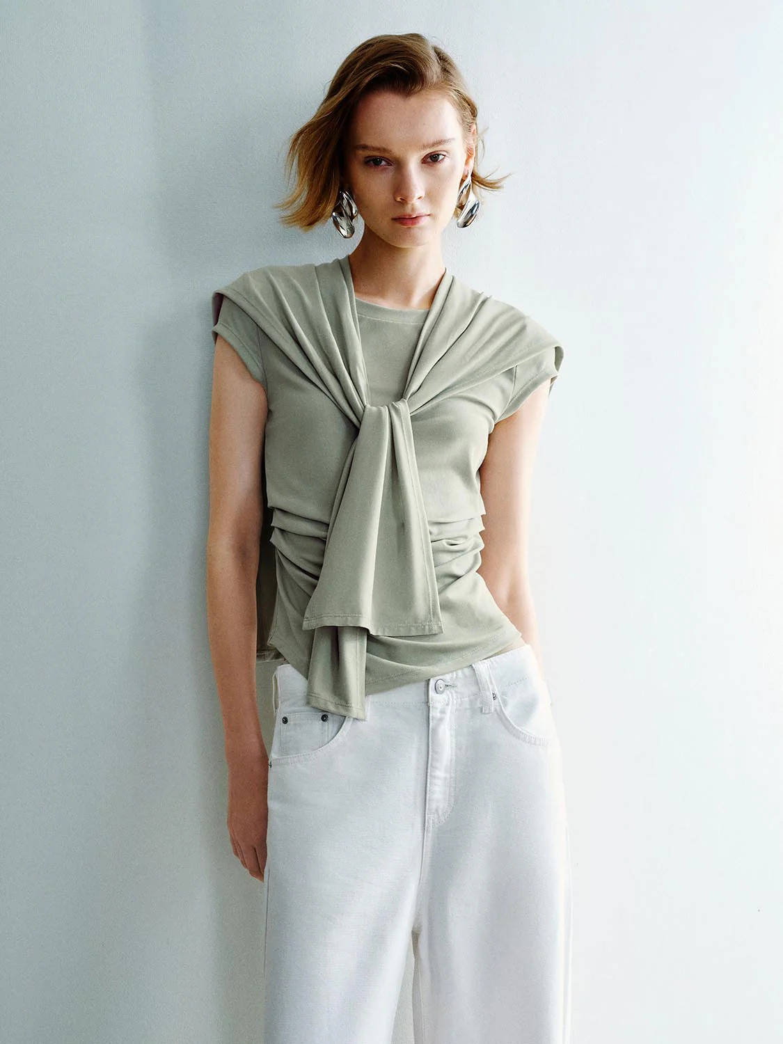 Scarf Layered Short Sleeve T-Shirts - Image 15