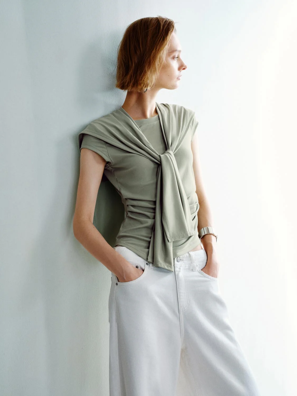Scarf Layered Short Sleeve T-Shirts - Image 16