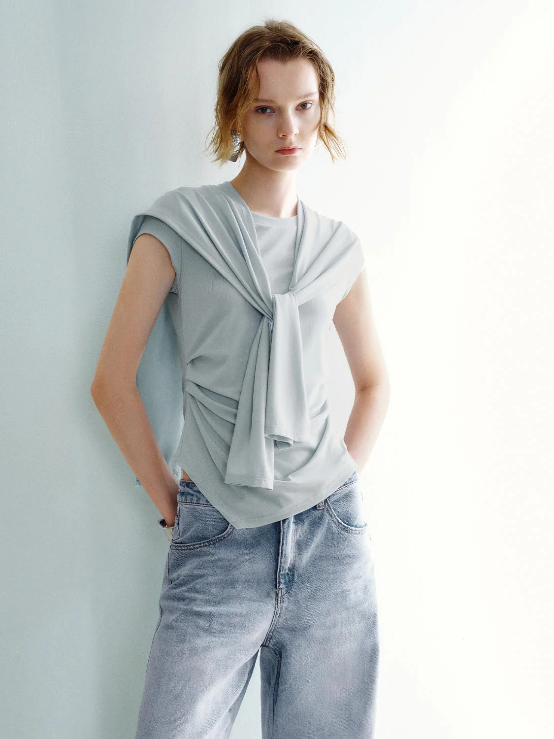 Scarf Layered Short Sleeve T-Shirts - Image 23