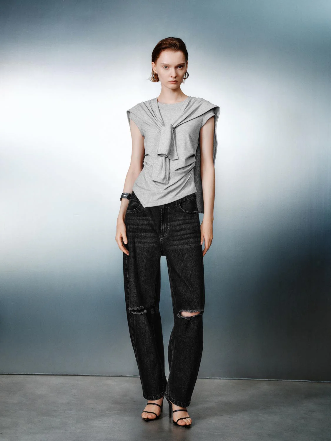 Scarf Layered Short Sleeve T-Shirts - Image 4