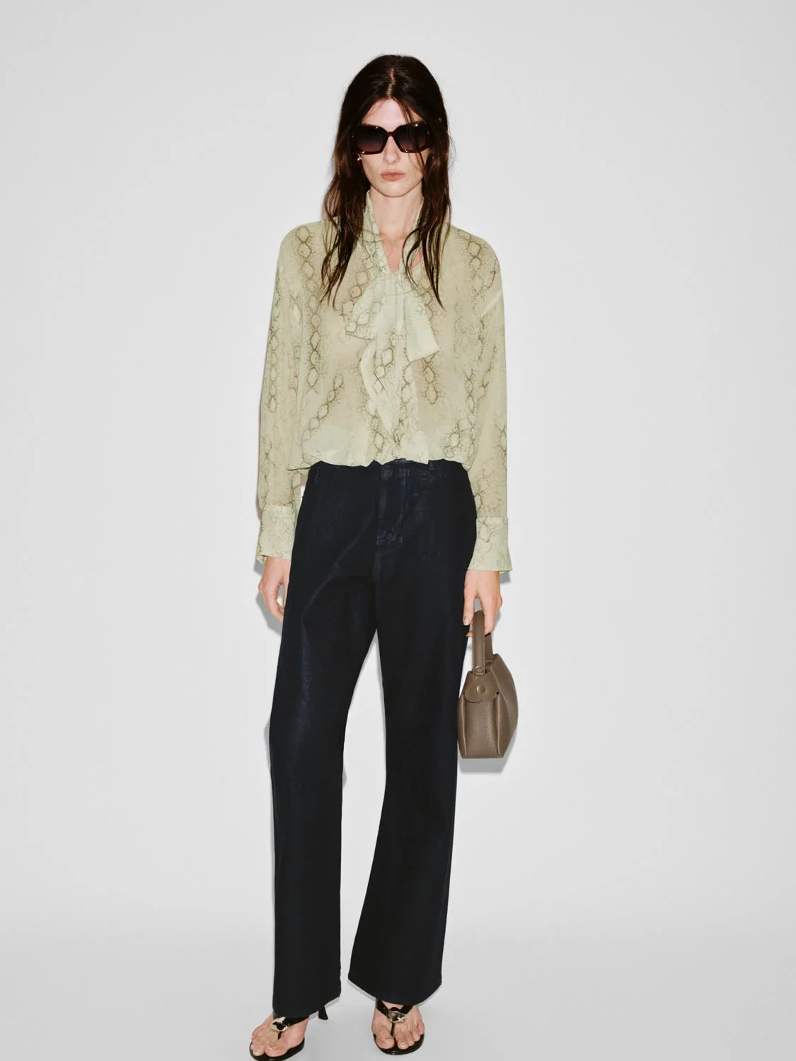 Scarf Neck Snake Print Overhead Shirts - Image 4