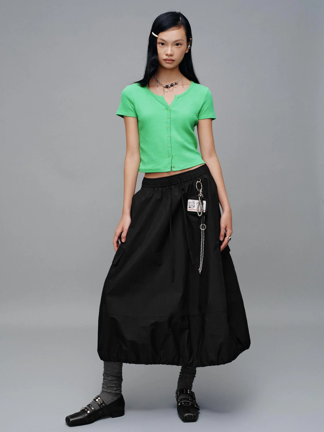 Scoop Neck Button Up Skinny Fit T-Shirts - Image 17